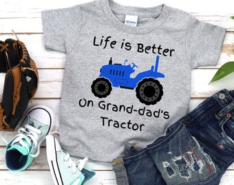 Toddler Tractor Shirt Life is Better on Grand-dad's Tractor Short Sleeve T-shirt Grandkids Farm Shirt Cute Pregnancy Announcement