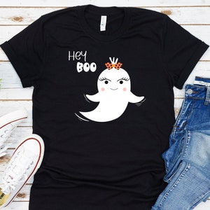 Hey Boo Funny Halloween Ghost Tshirt | Sexy Ghost Shirt | Halloween Shirt for Women | Cute Ghost Shirt |