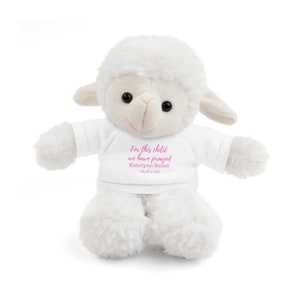 Personalized Scripture Plush Lamb Toy | For This Child We have Prayed a | 1 Samuel 1:27 | Baptism Gift | Baby Dedication Gift | Baby Shower