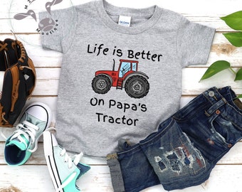 Toddler Tractor Shirt Life is Better on Papa&#39;s Tractor | Short Sleeve Kids Farm Shirt | Cute Pregnancy Announcement Shirt | Personalized