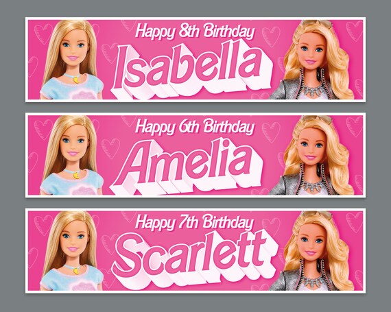 Giant BARBIE personalised birthday banner