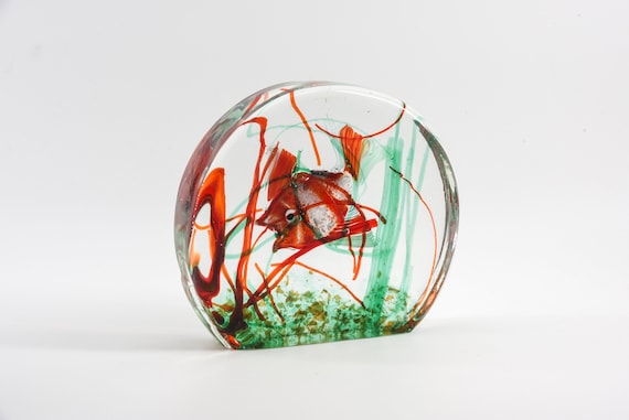 Murano Glass Aquarium With Silver Leaf, Large Glass Sculpture