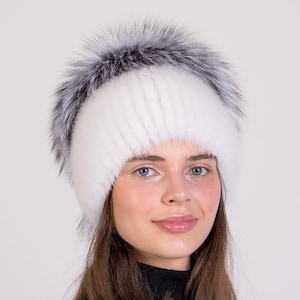 Womens Fur Hat - Mink Hat - Silver Fox Fur