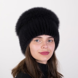 Fur Hat Womens - Knitted Mink Hat - Fox Fur