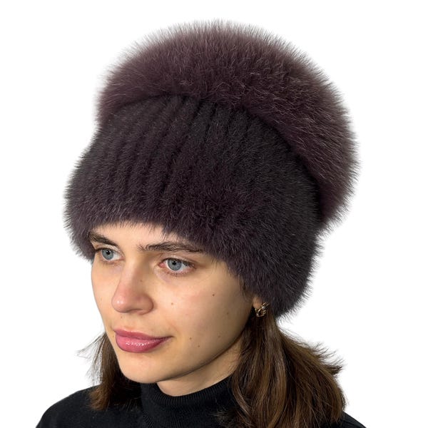 Beanie Real Fur Hat Women, Furry Mink Hats Fox Fur