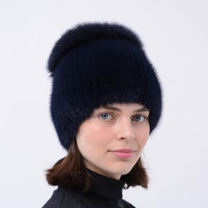 Womens Fur Hat - Knit Hat - Mink Hat