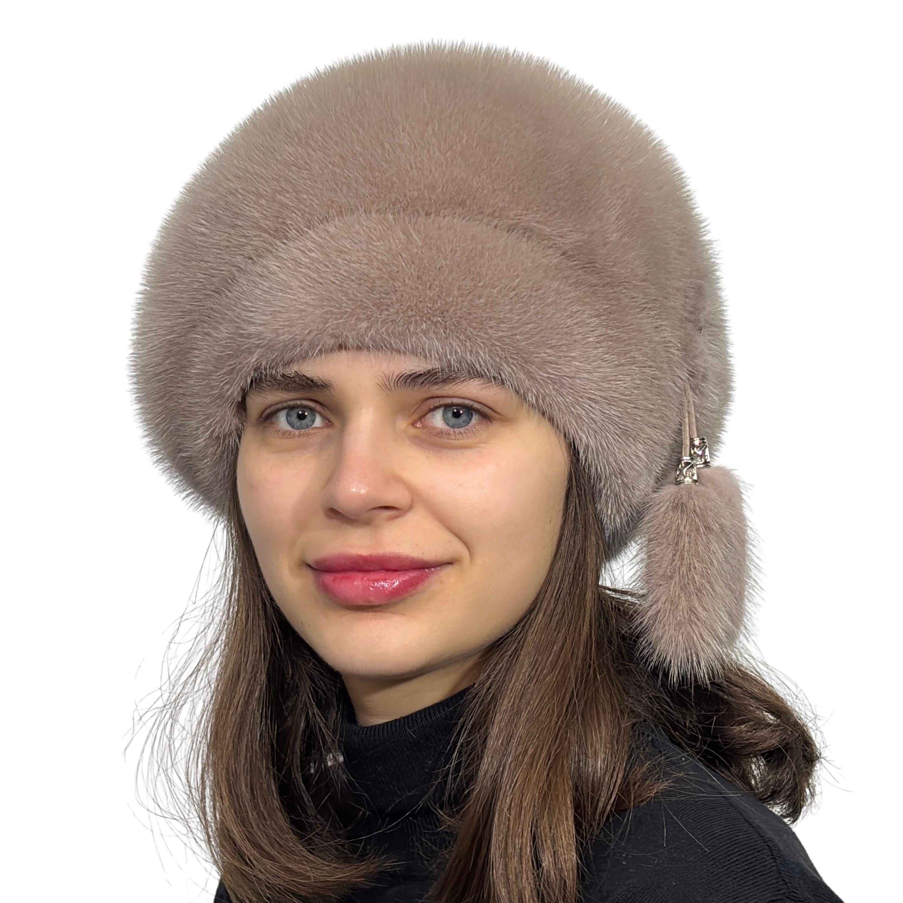 Béret En Vison Véritable Noir - Magnifique Et Doux - Taille Unique Femme