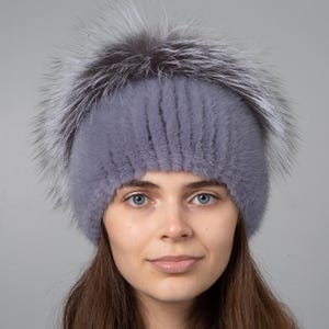 Women&#39;s Mink Hat - Knitted Fur Hat - Fox Fur Hat