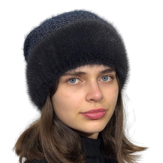 Beanie Real Fur Hat Women, Knit Mink Hats Fox Fur - Etsy display picture 1