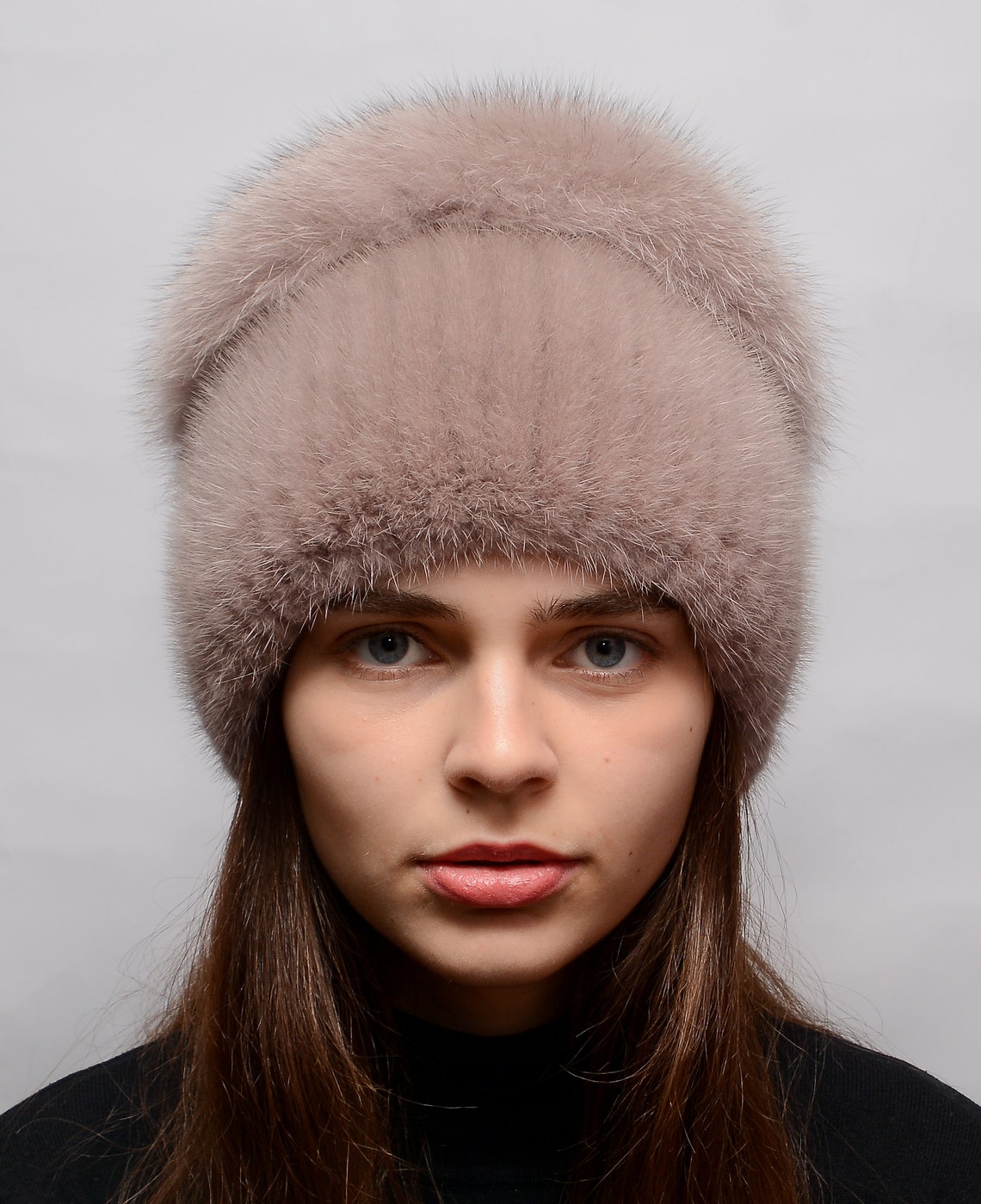 Fur pom pom hat cable knit hat real fur hat mink hat fur hat Etsy