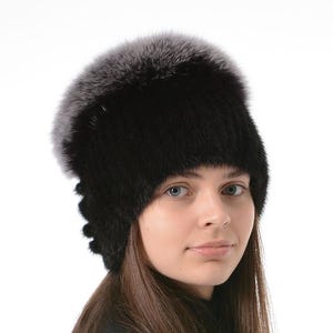 Black Fur Hat - Womens Mink Hat Beanie