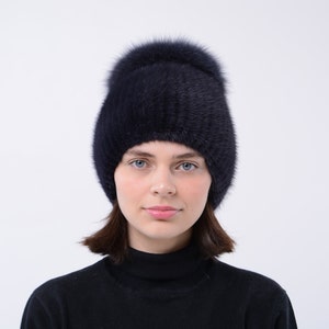Womens Fur Hat - Beanie Hat - Mink Hat - Fox Fur