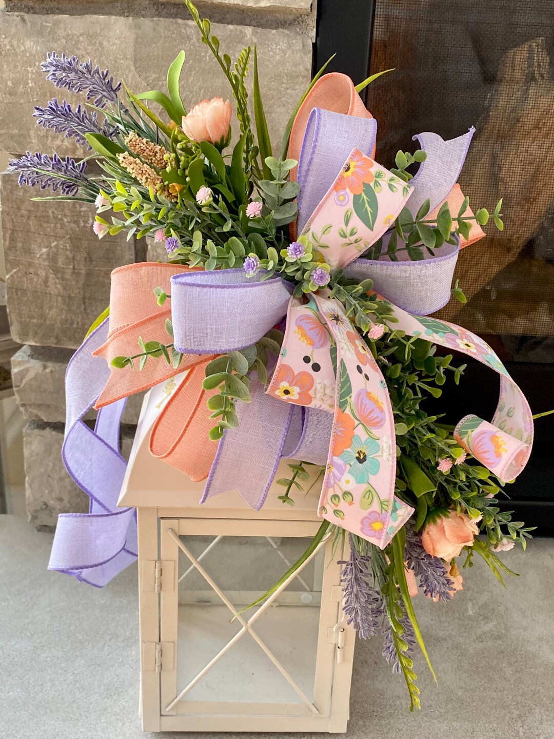 Springtime Lantern Swag, Lavender, Eucalyptus, Spring Flowers, Greens ...