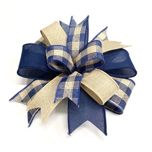 Farmhouse bow, Navy Blue, Linen, Buffalo check, Everyday bow, lantern bow, home decorations