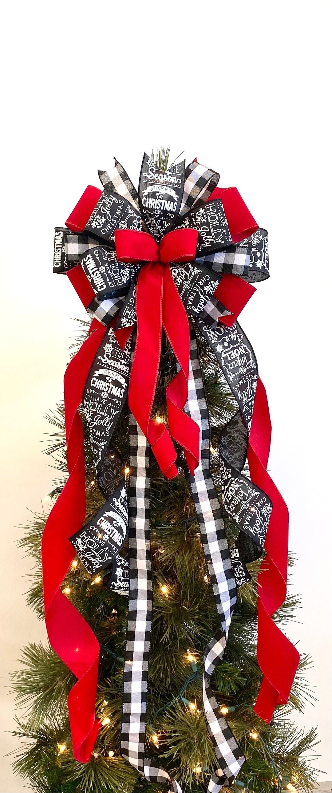 Farmhouse Christmas Tree Topper Red Velvet Christmas Etsy