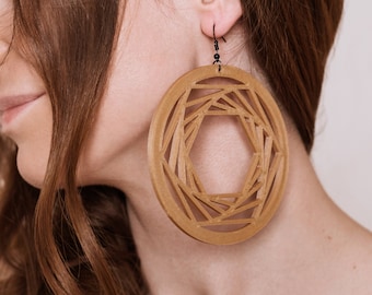 Catcher | 3D Print Earrings | Wood Imitation | 3D Print Jewellery - Print A Brick