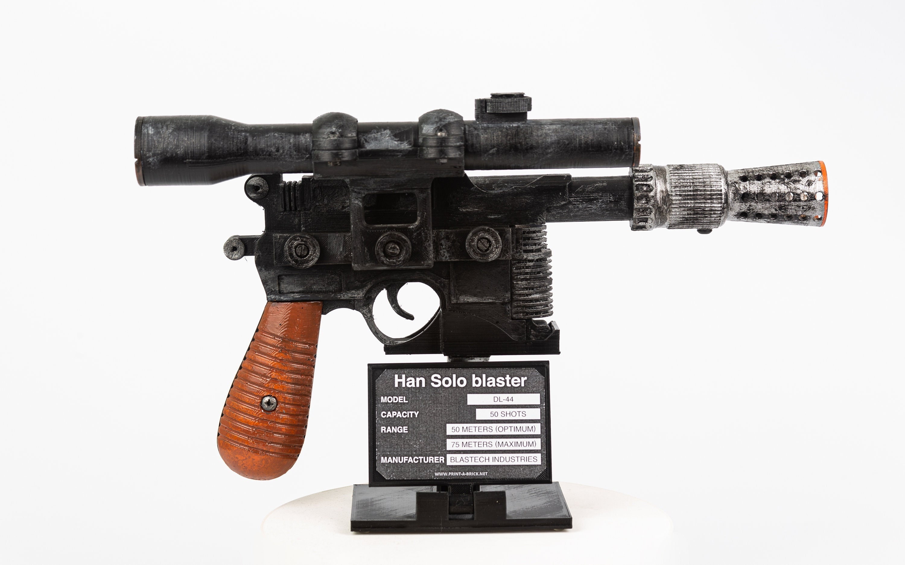 Han Solo DL44 Blaster 3D Print Star Wars Prop Replica Print A Brick Etsy