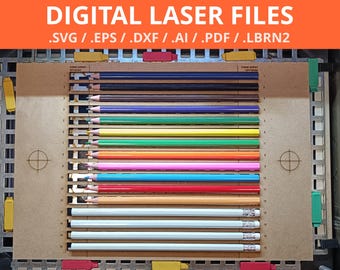 Pencils Jig Template For Engraving | Digital Product | SVG, DXF, PDF, eps, ai, lbrn2 | Instant Download | Lightburn