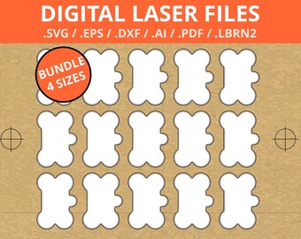 BUNDLE - 4 sizes - Dog Bone style Aluminum Tags Jig Template For Engraving | Digital Product | SVG, DXF, pdf, eps, ai, lbrn2 | Lightburn