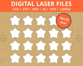 Star style Aluminum Tags Jig Template For Engraving | Digital Product | SVG, DXF, pdf, eps, ai, lbrn2 | Lightburn - 35x33mm
