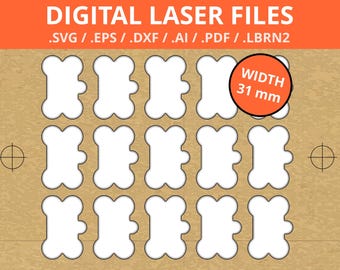 Dog Bone style Aluminum Tags Jig Template For Engraving 31mm | Digital Product | SVG, DXF, PDF, eps, ai, lbrn2 | Instant Download, Lightburn