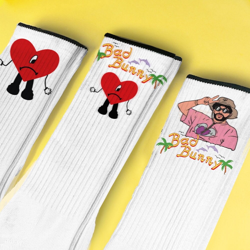 Bad Bunny Socks Comfy Socks Un Verano Sin Ti Heart Bad - Etsy
