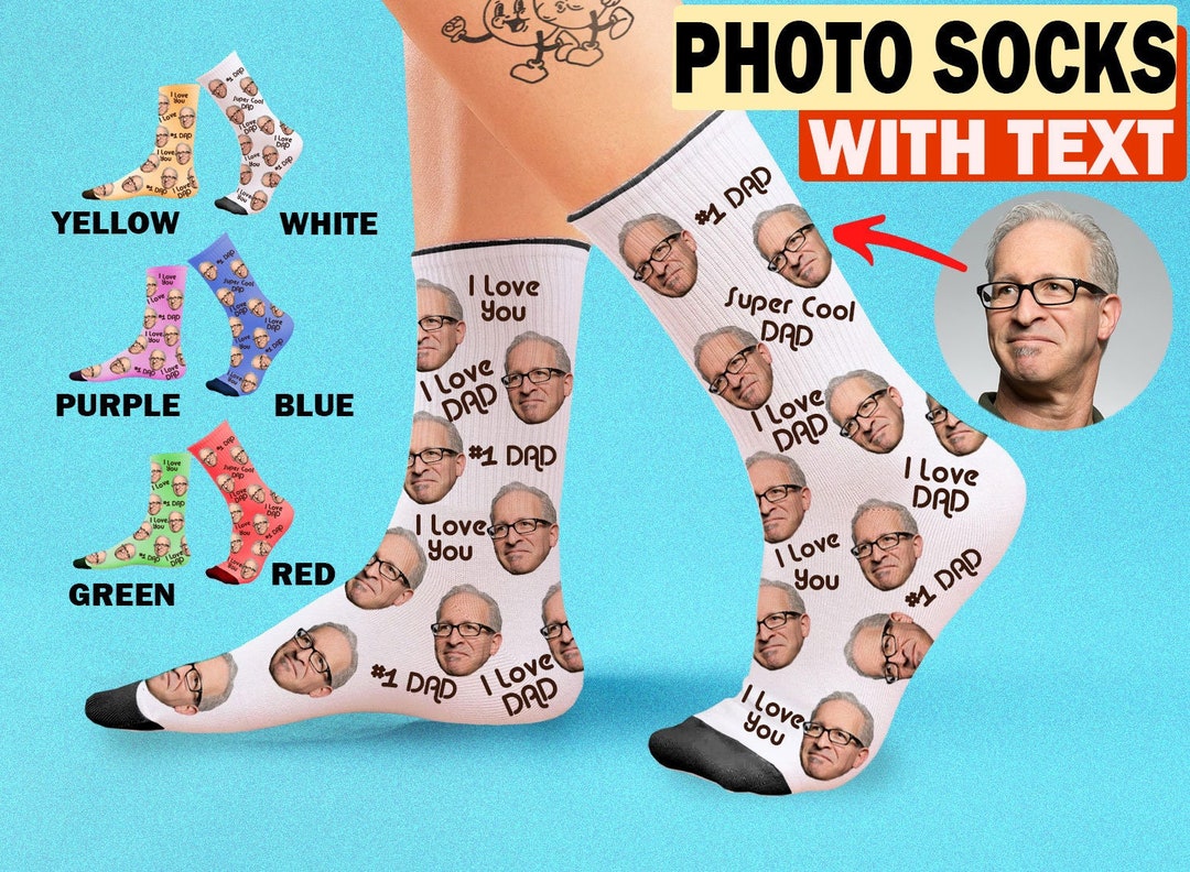 Custom Face Socks W Text Personalized Sock With Photo Funny - Etsy