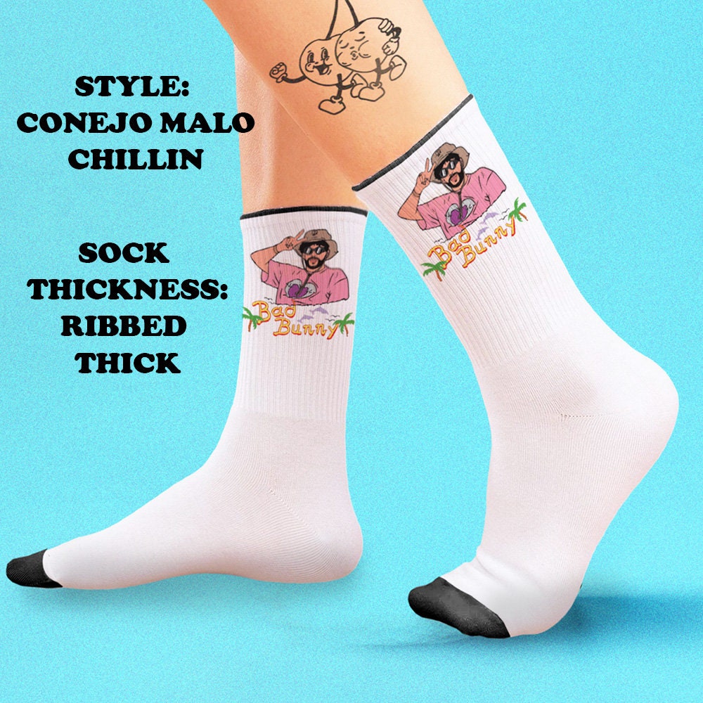 Bad Bunny Socks Comfy Socks Un Verano Sin Ti Heart Bad - Etsy