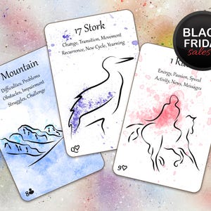 Lenormand Cards Rainbow series | 36 laminated cards | with key meanings