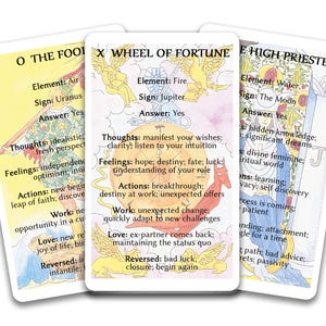 Baralho de tarô Rider Waite com chaves | 78 cartas laminadas | baralho de tarô clássico com significados