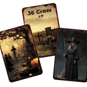 Phantom Whisper Lenormand | 45 laminated cards | with key meanings | Halloween deck