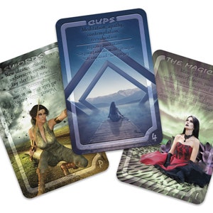 Baralho de Tarô Laminado Série Entre os Mundos | tamanho ponte | 78 cartas laminadas com significados-chave