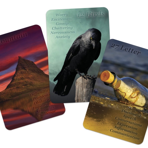Laminated Lenormand Cards Dark Sky series bridge size | 36 laminated cards | with key meanings
