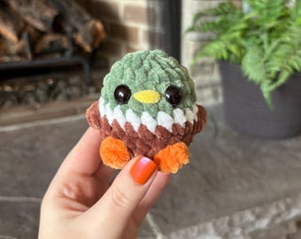 Baby Mallard Duck Crochet Plushie Stuffed Animal Plush Handmade Toy Small Gift Stocking Stuffer Baby Present Kids Stuffie Soft Decor