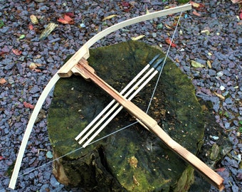 Wooden Crossbow (Large) with 3 Arrows, Outdoor Game, Bow and Arrows, Cosplay prop