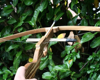 Wooden Crossbow (Small) with 3 Arrows, Outdoor Game, Bow and Arrows, Cosplay prop