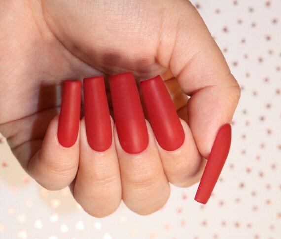 Love Letter Red Nails Glossy Or Matte Valentine S Etsy
