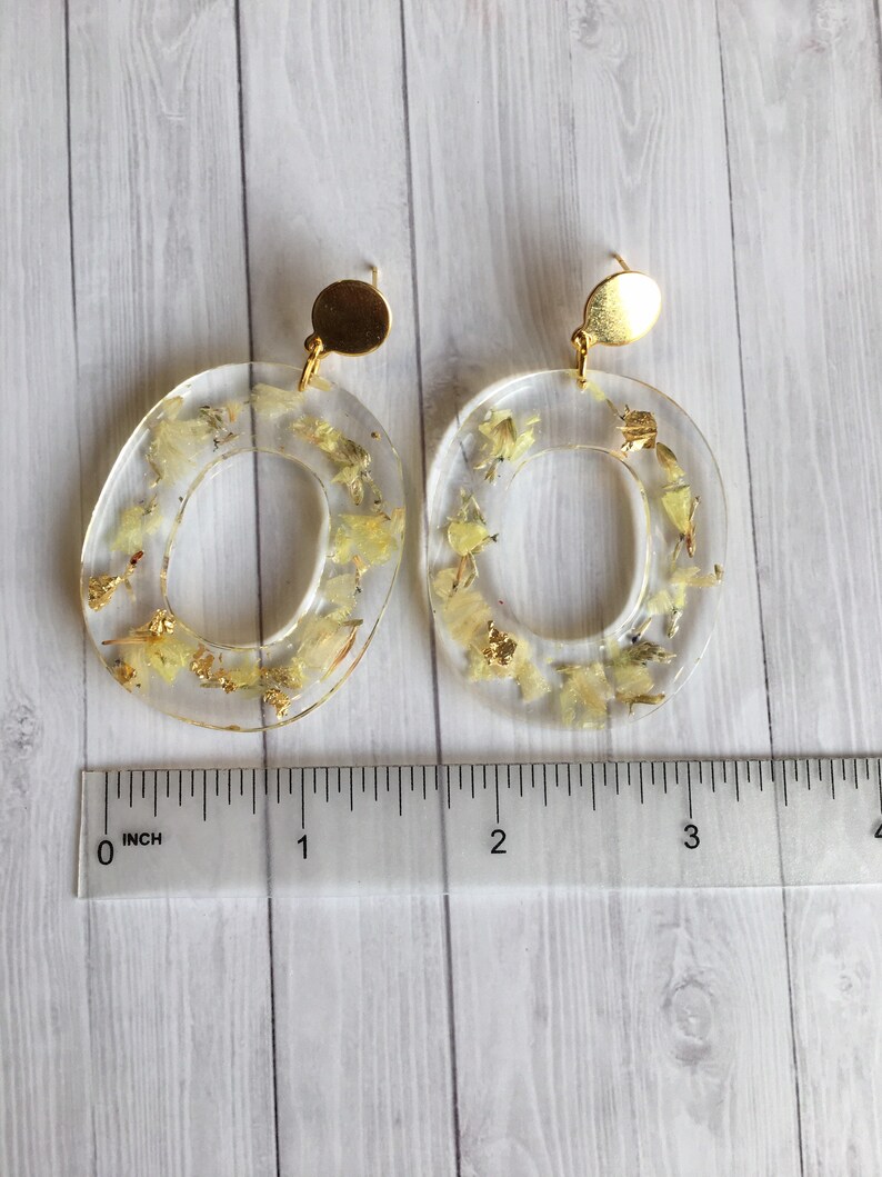 Real Flower Statement Dangle Resin Earrings