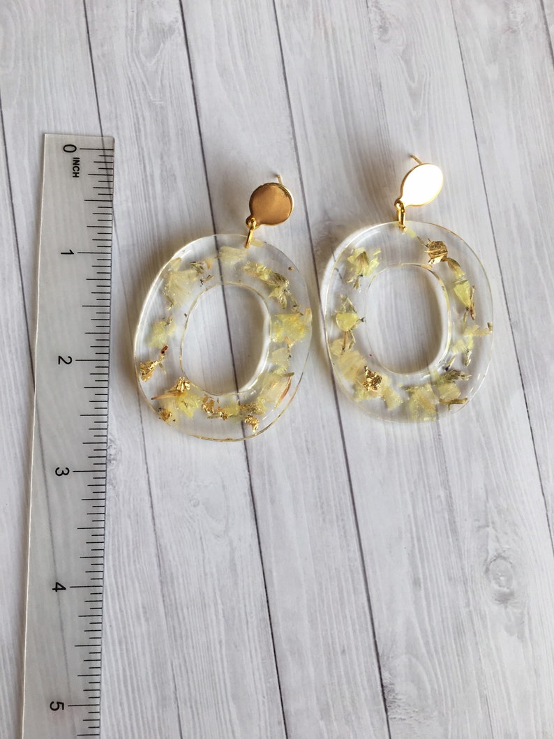 Real Flower Statement Dangle Resin Earrings