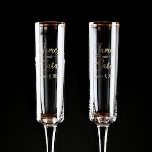 Gold Rim Wedding Champagne Flutes (Set of Two) Gift for the Couple, Wedding Gifts, Toasting Flutes, Gold Champagne Flute