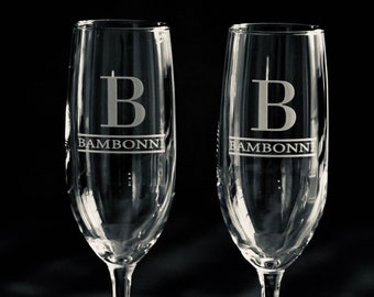 Personalized Monogram Champagne Toasting Flutes, Custom Champagne Flutes, Etched Champagne Toasting Glasses, Wedding Gift, Engagement Gift