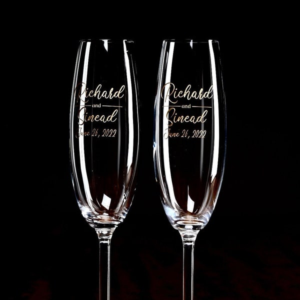 Custom Etched Lenox Toasting Flutes, Wedding Flutes, Couples Gift, Personalized Wedding Champagne Flutes, Gift for the Couple, Gratefully