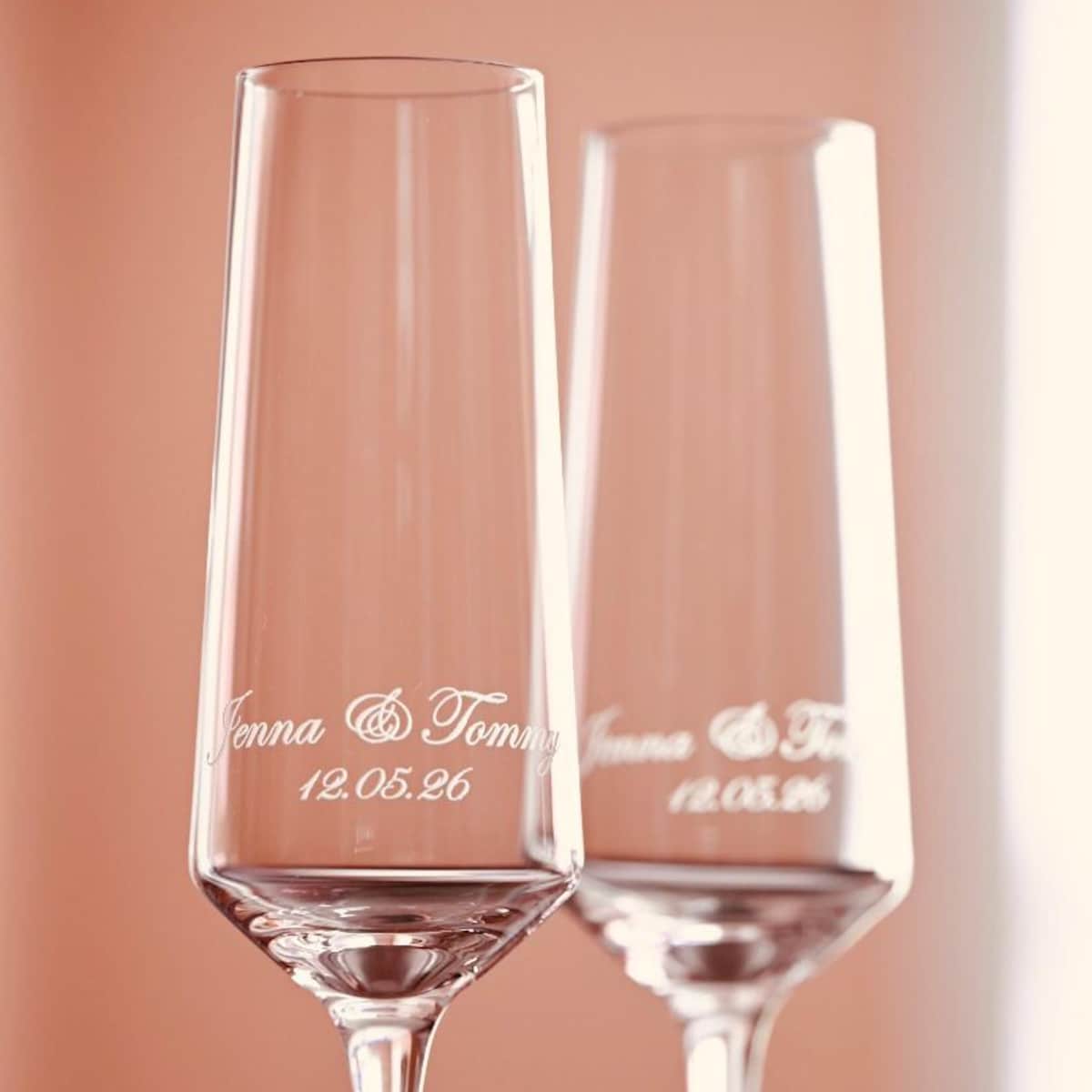 **[for bridal shower if attending]Engraved Wedding Flutes (Etsy)