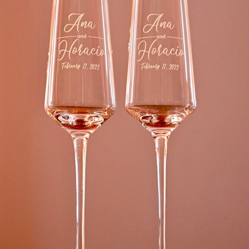 Modern Classic Toasting Flutes SET of 2 Modern Flute Etsy