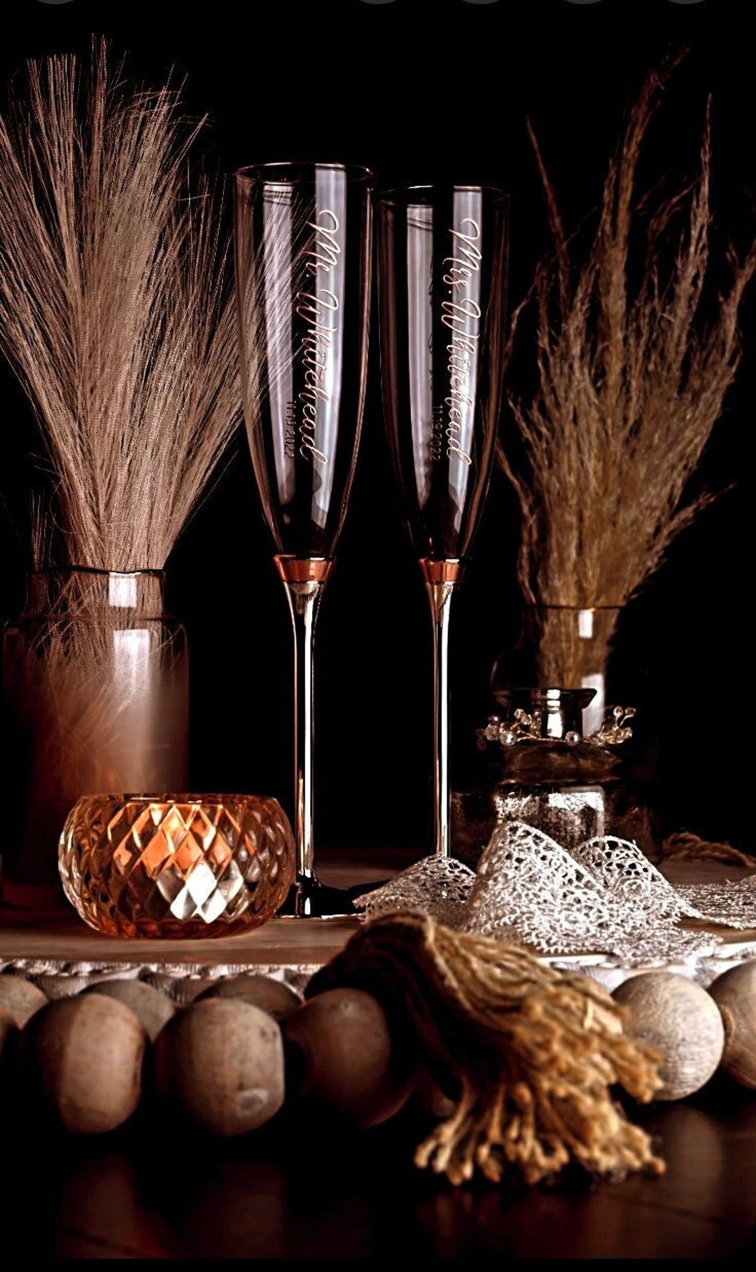 Custom Kate Spade Toasting Flutes, Couples Gift, Wedding Flutes