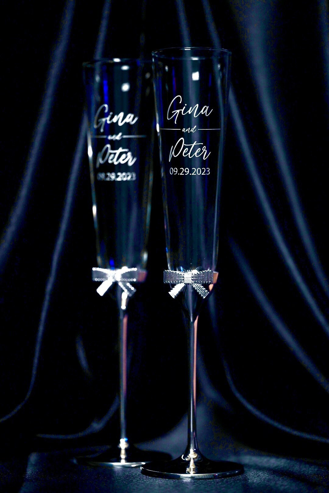 Personalized Kate Spade Toasting Flutes, Etched Champagne Flutes