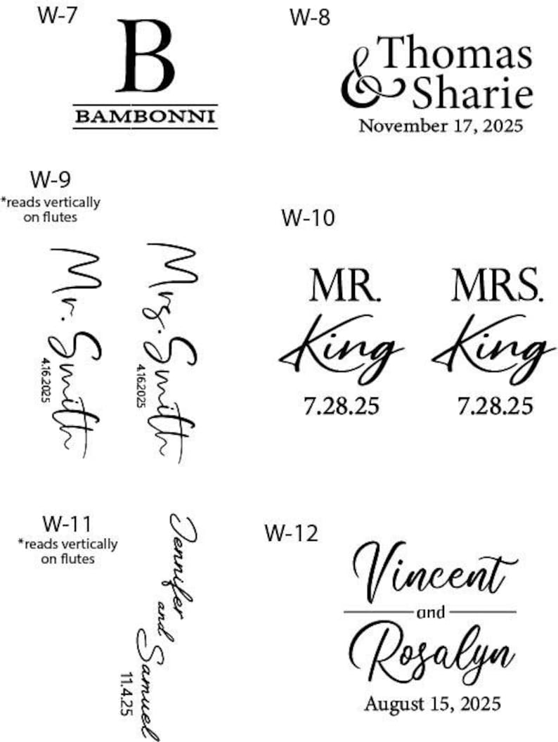 May include: A set of 10 wedding stamp designs with different styles and text. The designs include a monogram, a couple's names, and a wedding date. The stamps are perfect for adding a personal touch to wedding invitations, thank you cards, and other stationery.