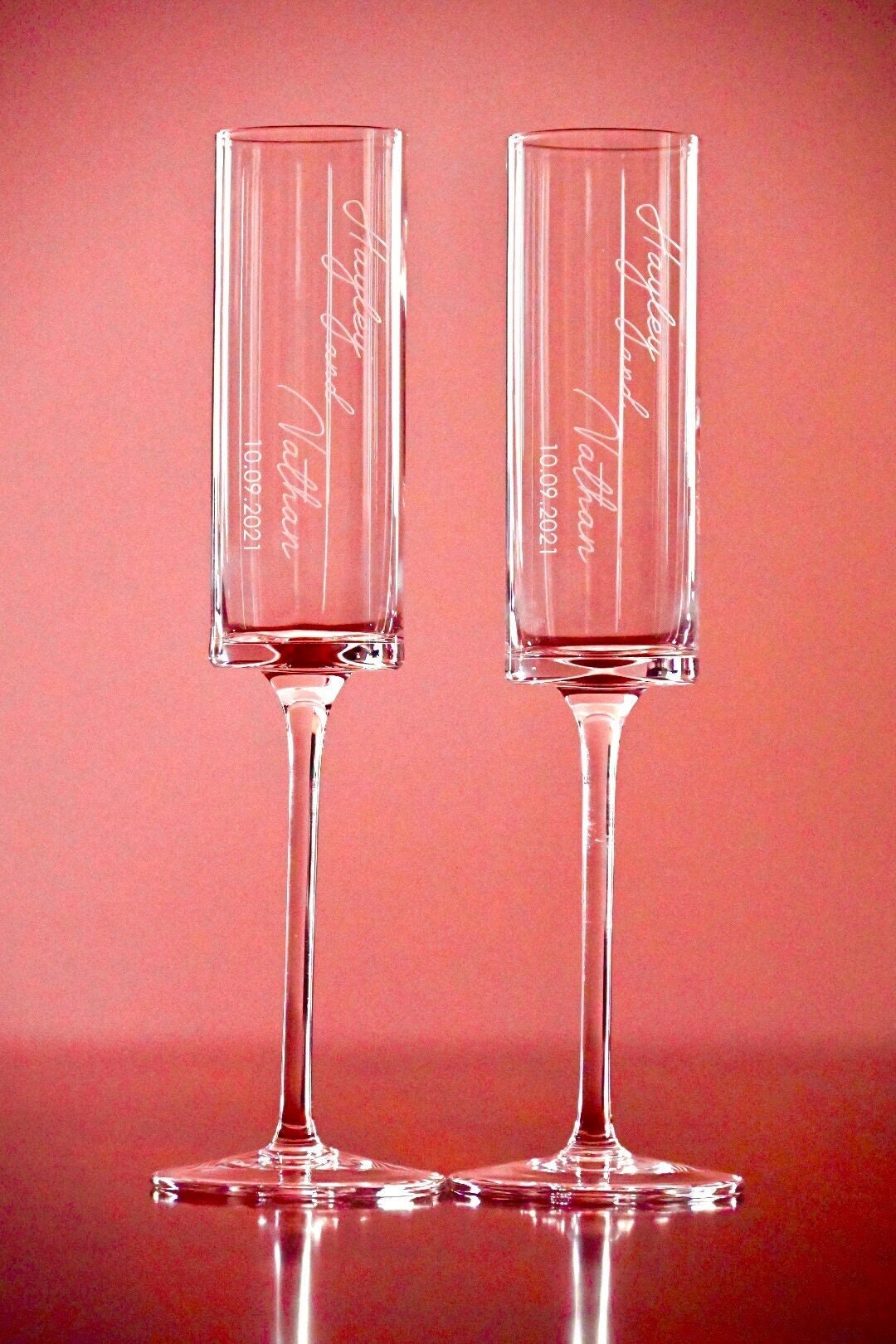Personalized Modern Toasting Flutes, Wedding Flutes, Gift for the