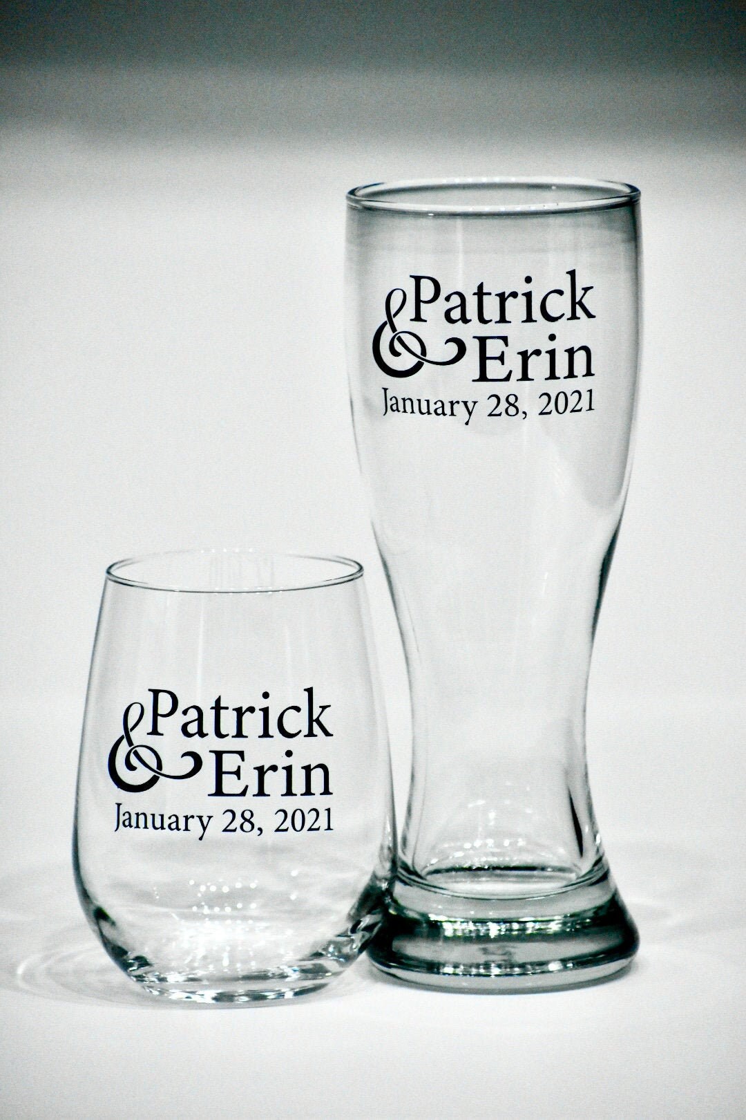 Mr. And Mrs. Beer Can Glasses Personalized Custom Wedding