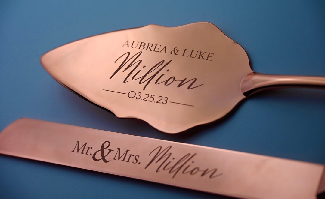 Personalized Rose Gold Cake Cutter Set, Cake Cutting Set, Rose Gold